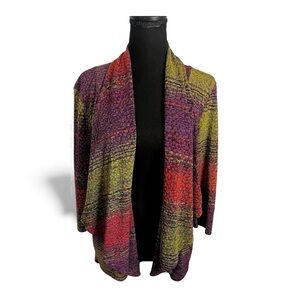 Peck & Peck Sz S Womens Cardigan Open Front USA Made Avant Garde Colorful